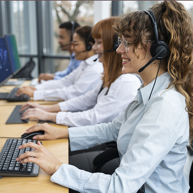 people working call center